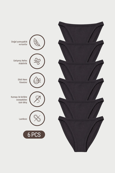 AUW Women's Thin Sided Cotton Modal Slip Panties 6-Pack - Softfit