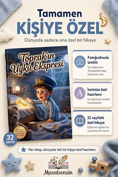 Uyku Düzeni Kişiye Özel Çocuk Kitabı - İsme Özel Masal - Uyku Rutini Geliştiren Kitap