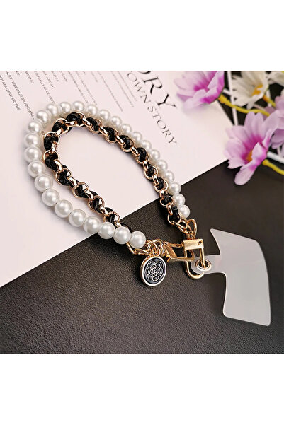 Choice1 Black Camellia Pearl Mobile Phone Charm keychain Chain Girl Woman Cel...