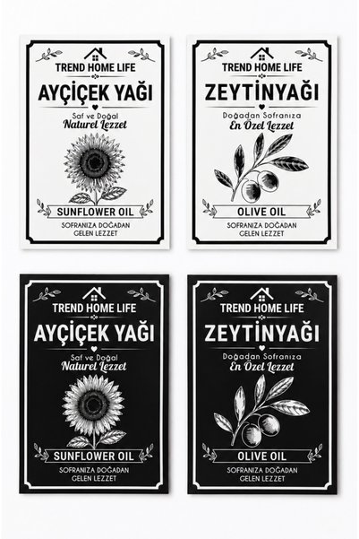 Trend Home Life Suya Dayanıklı Ayçiçekyağı, Zeytin Yağı Etiketi Etiket 7x10cm