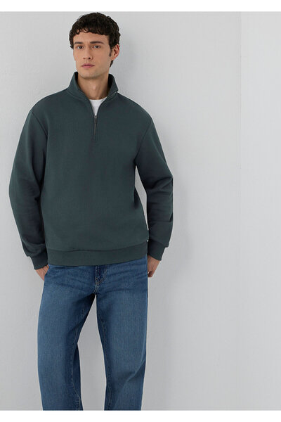Mavi Yarı Fermuarlı Yeşil Basic Sweatshirt 0S20027-71598