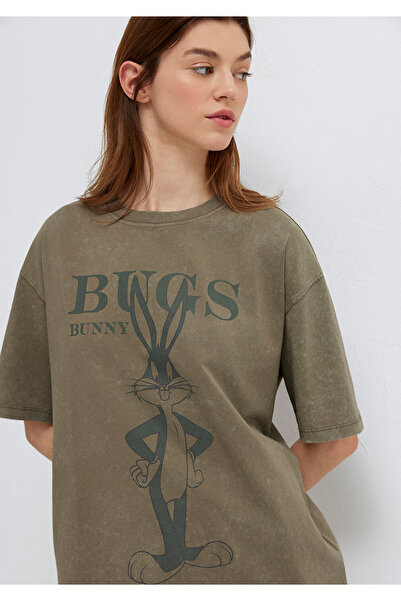 Mavi Bugs Bunny Baskılı Yeşil Tişört Loose Fit / Bol Rahat Kesim 1614349-71546