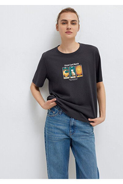 Mavi Mystic Printed T-Shirt Charcoal