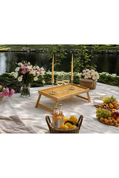 Divanest Bamboo Folding Breakfast Table Overbed Serving Tray Picnic Table