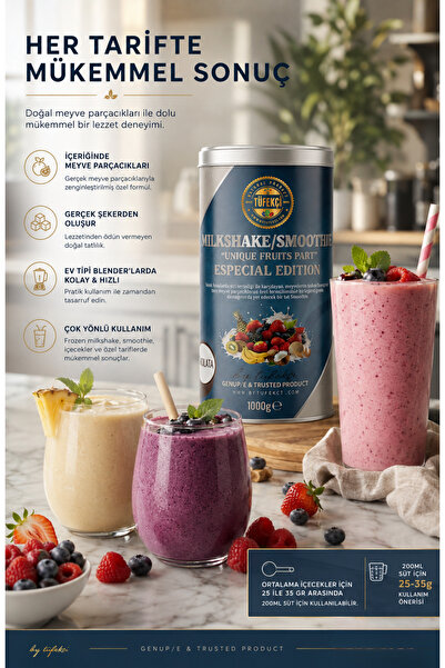 By Tüfekçi Vanilya Milkshake Tozu 1000 Gr | Smoothie ve İçecek Tozu | Gerçek Şeker
