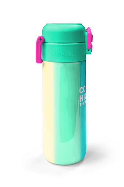 Coral High Kids Renkli Çizgili Pipetli ve Direkt İçim Çelik Termos 500 ml 31844