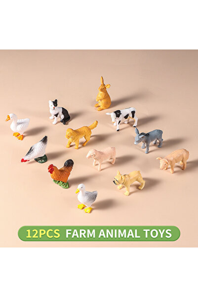 Choice 12pcs Small Farm Wild Animal Model Lion Tiger Sheep Pig Dog Action Fig...