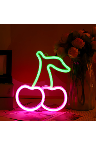 Choice 0-5W Pink Cute cherry neon LED logo, USB or battery powered restaurant...