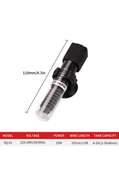 Choice3 25W-EU Plug Mini Heating Rod 26°C Intelligent Constant Temperature Tu...