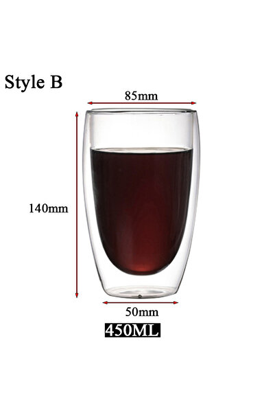 Choice3 As Photos 450ml-B 5 Sizes Double Wall Insulated Glass Cup Clear Espre...
