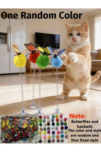Choice1 1PC 1/3Pcs Suction Cup Spring Cat Teaser, Pom Toy for Indoor Cats Kit...
