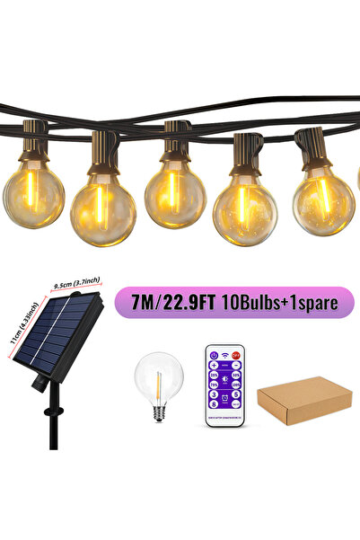 aiopp G40-7M 11Bulbs Solar String Lights, G40 Shatterproof LED Solar String L...