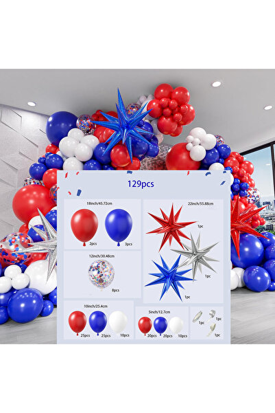 Choice Other MULTI 129pcs Red White and Blue Balloon Garland Arch Kit Indepen...