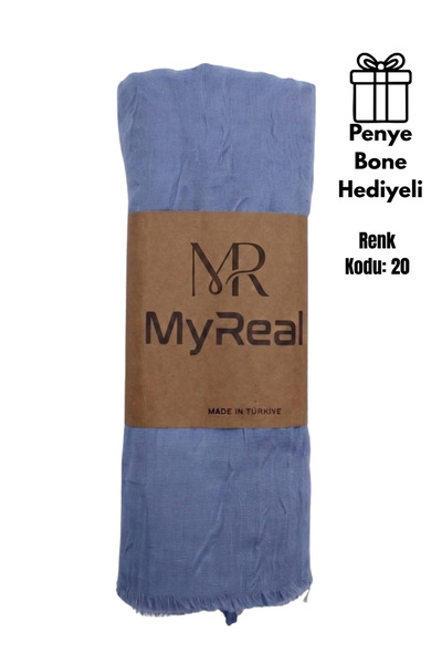 MyReal Bamboo Kraş Shawl Baby Blue - Non-Ironing Natural Texture (90X200 cm)