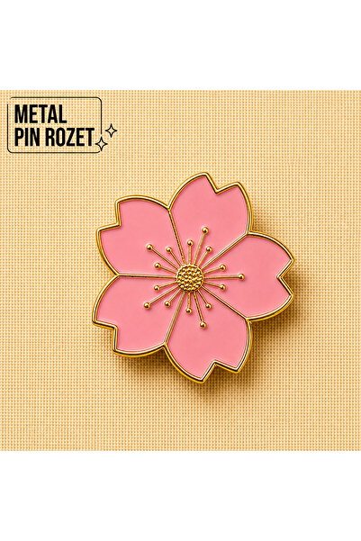 DREAMIOGIFTANDBOX Pembe Sakura Çiçeği Metal Pin Rozet Minimal Çanta Ceket Aks...