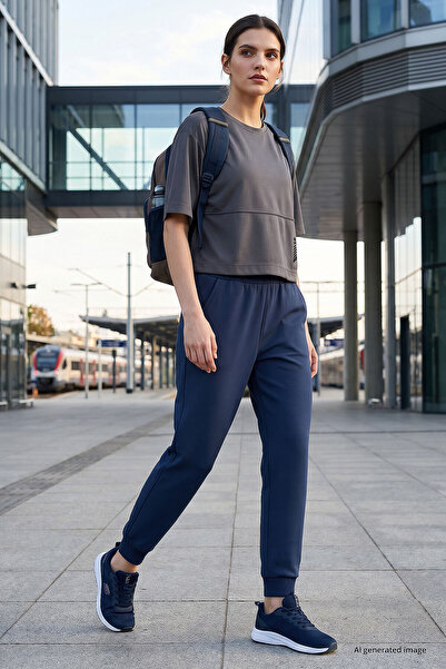 TOMMY LIFE Indigo High Waist Jogger Comfortable Form Cuffed Women's Tracksuit...