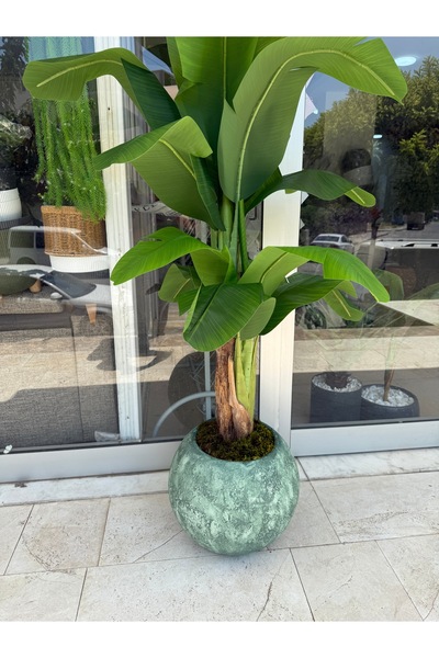 Genel Markalar Solis Home Eskitme Dokulu Küre Fiberglass Saksı – Modern Yeşil...