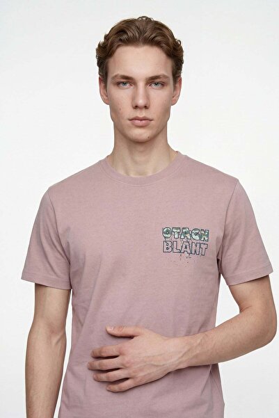 HAKKE Crew Neck Letter Printed Men's T-Shirt