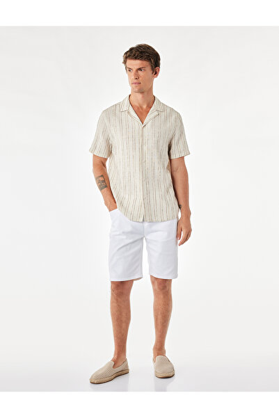 Koton Cotton Regular Fit Turn-Down Collar Short Sleeve Striped Shirt
