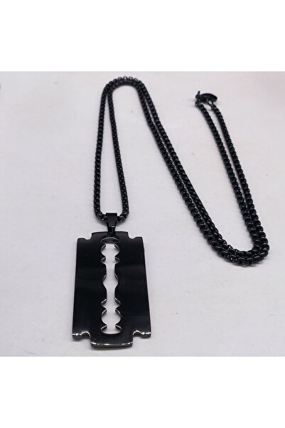 Choice3 Black 60cm Box Gothic Blade Razor Pendant Necklaces Men Black Color S...