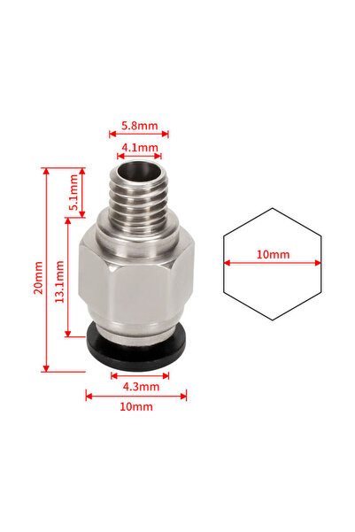 Choice4 PC4-M6 Straight 10pcs 3d Printer Accessories PC4-M6 PC4-M10 Male Stra...