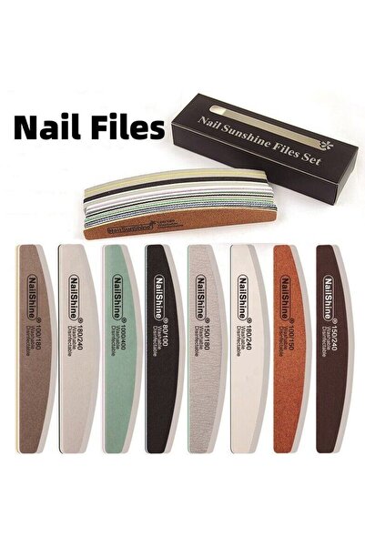 Choice 8pcs box 8pcsTop Grade Halfmoon Shape Emery Board Nail File Set Manicu...
