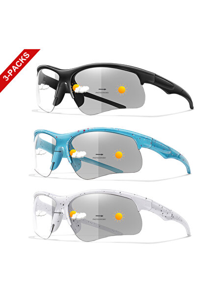 Choice BZ12-15-18 3 Pairs Men and Women's Photochromic Cycling Sunglasses Out...
