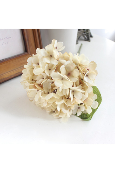 Choice Beige Artificial Flowers Silk Hydrangea Vase for Home Decoration Acces...