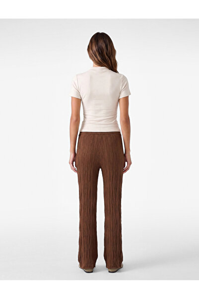 Koton Viscose Blended Textured Spanish Flare Knitwear Trousers with Tie Waist