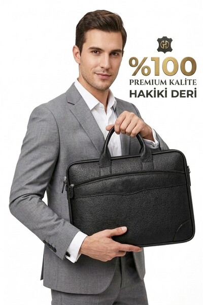 başkent çanta Briefcase Genuine Leather 15.6" Inch Laptop Bag / Tablet A4 Fil...