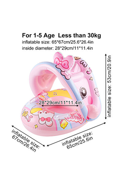 Choice4 Rabbit 1PC Float with Canopy, Inflatable Toddler Pool Float with Seat...