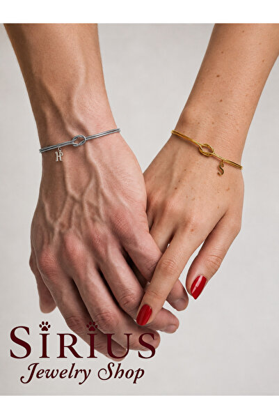 sirius jewelry Düğüm Harfli Çift Bilekliği | 925 Ayar Gümüş