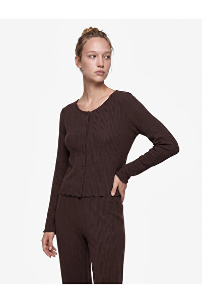 Koton Elastic Waist Textured Long Pajama Bottoms