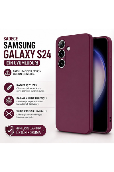 GRABONO Samsung Galaxy S24 Kılıf Kamera Korumalıdır Kadife İç Kaplama Mat Pre...