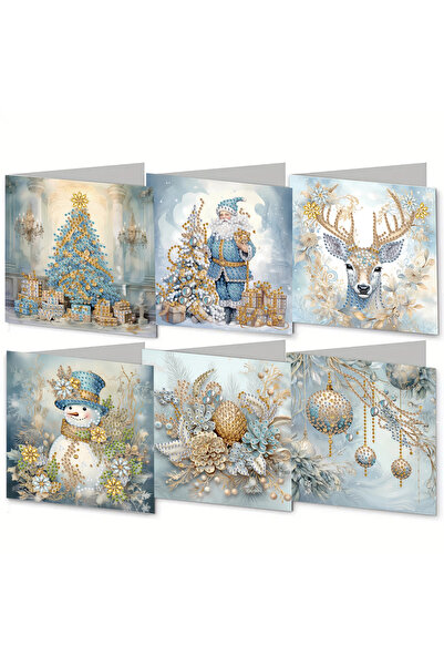 Choice HK028 6 Pieces of Diamond Painting Set-Christmas Snowman Theme Greetin...