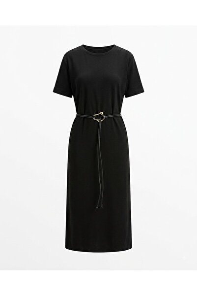 Bade Butik Black Belted Modal Dress