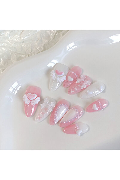 Choice SJ0134-S 10PCS Hand Pressed Almond Shaped Nails, Beautiful Fake Nails,...