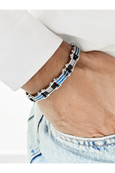 FERRO Silver and Black Steel Men's Bracelet Frj10108A-J 2 Year Warranty Gift ...