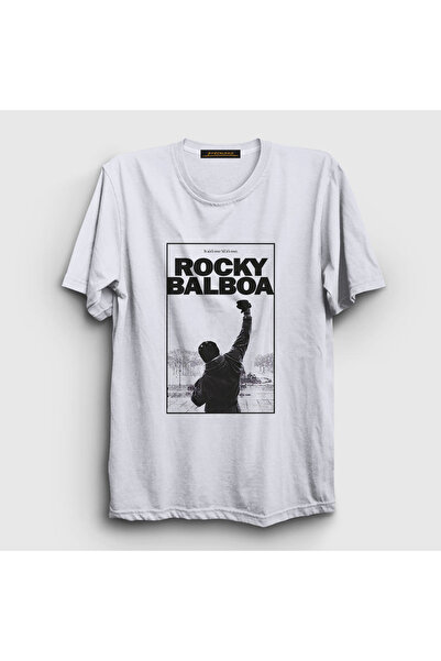 Presmono Unisex beli preko filma Rocky T-shirt 250169tt
