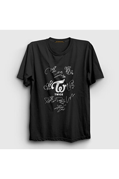 Presmono Unisex Black Signs K-pop Twice T-shirt281480tt