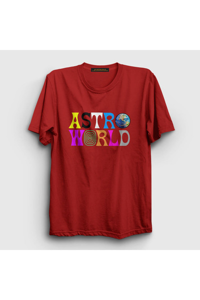Presmono Unisex crveni Astroworld V2 Travis Scott T-shirt 43966tt