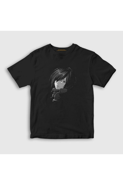 Presmono Unisex Kids T-Shirt - Black, Mikasa V2, Attack on Titan 124442 Tt