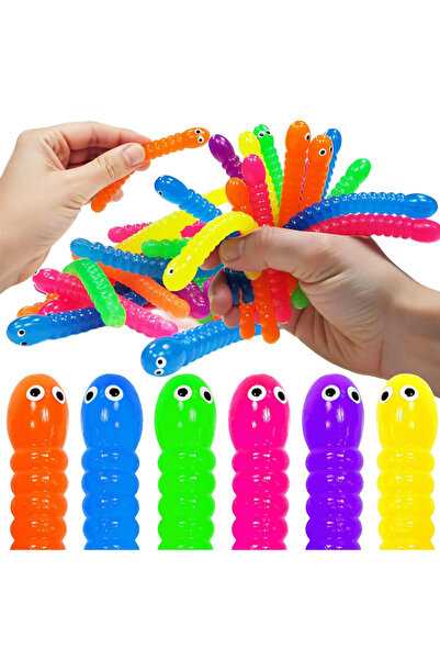 Choice 20PCS Assorted Colorful Stretchy Fidget Worm Sensory Toys Birthday Par...