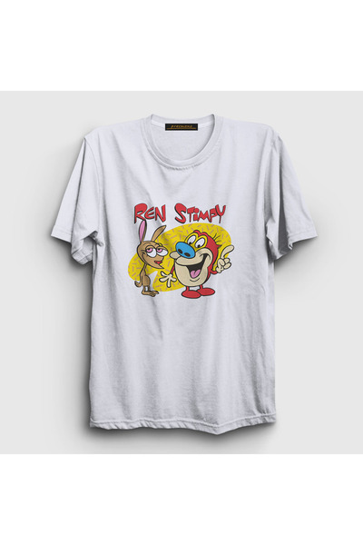 Presmono Unisex White Poster Ren and Stimpy T-Shirt 569013Tt