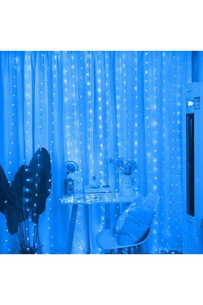 Choice سلسلة إضاءة LED خارجية زرقاء بطول 3 أمتار × 1 متر، مزودة بـ 100 مصباح ...