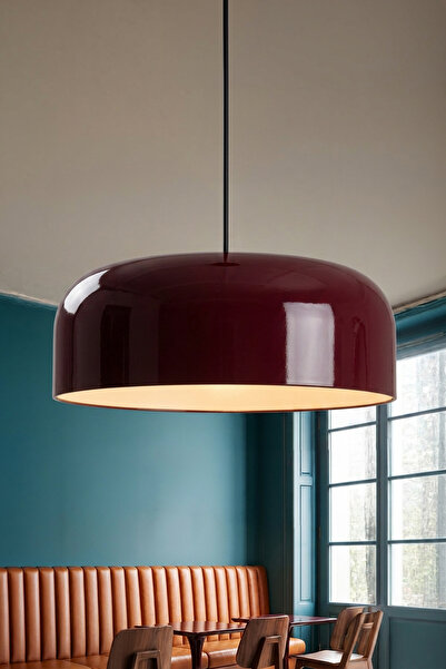 Marrien Marella Modern Bordo Metal Sarkıt (30 cm) Yemek Masası Üstü Avize Mut...