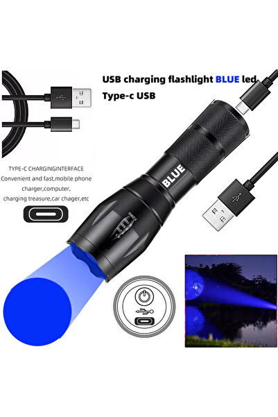 Choice Direct charging ZOOM black BLUE LED Type-c Flashlight LED Blue Light, ...