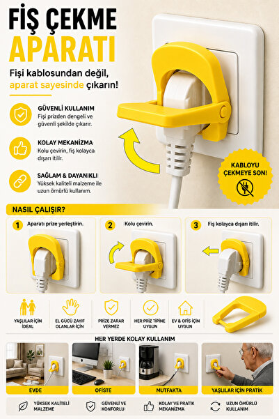 Ognami 3D Baskı Fiş Çekme Aparatı | Kolay Fiş Çıkarma Yardımcısı | Ergonomik ...