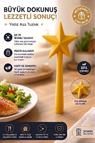 Ognami 3D Baskı Sihirli Değnek Tuzluk ve Baharatlık | Magic Wand Salt Shaker