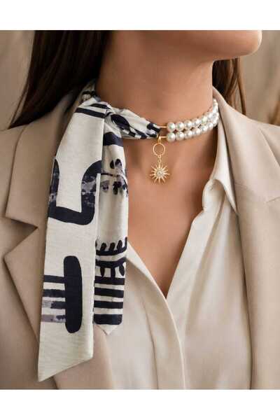Ivory Pearl Pearl Necklace,Pearl Scarf Necklace,Scarf,Handbag Scarf,Handbag C...